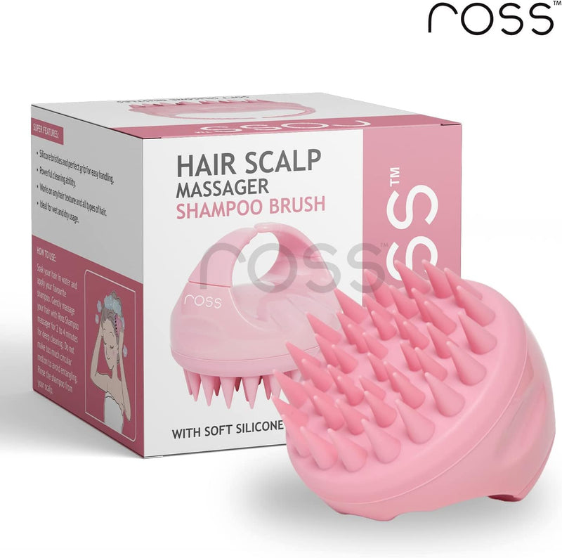 Ross Hair Scalp Massager Shampoo Brush with Soft Silicone Bristles (Black)