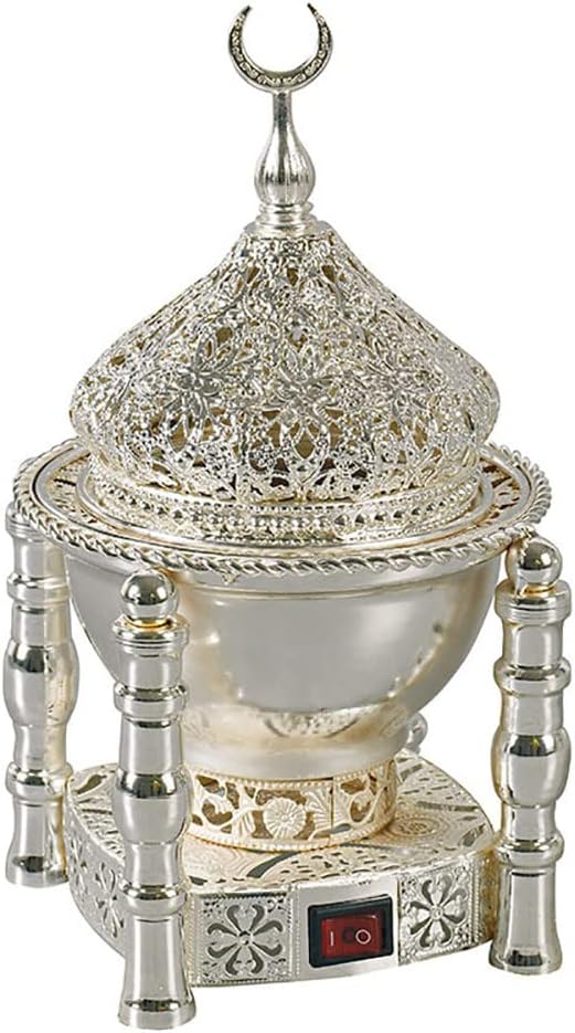 potow Gold Electric Incense Burner - Oud Frankincense Resin Burner - Large Mabkhara,Gold