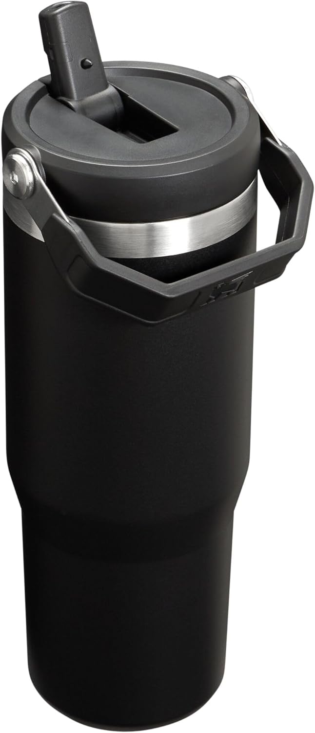 Stanley IceFlow Stainless Steel Tumbler with Straw - Vacuum Insulated Water Bottle for Home, Reusable Cup with Straw Leakproof Flip - Cold for 12 Hours or Iced for 2 Days, 30 Oz, Black 2.0
