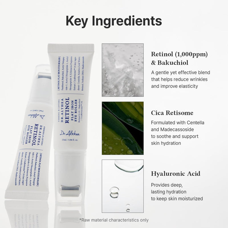 Retinol Flat Iron Eye Roller - 25ml Firming & Lifting Retinol 0.1% / Bakuchiol