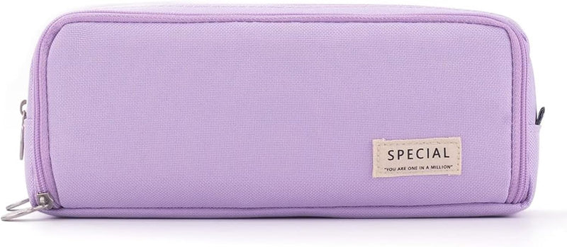 Pencil Case for Girls, Large Capacity Pencil Pouch 3 Compartment Pouch Pen Bag for School Teen Girl Boy Men Women (Purple)