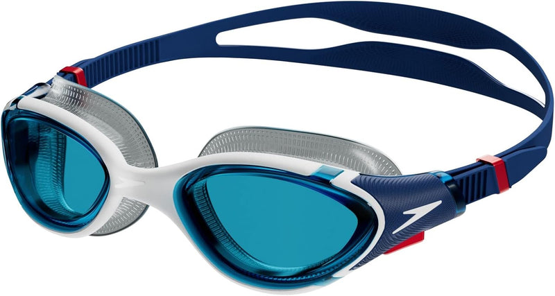 Speedo Unisex Adult Biofuse 2.0 Swimming Goggles, Mirror Black, One Size - One Size Ammonite Blue/White/Red/Blue