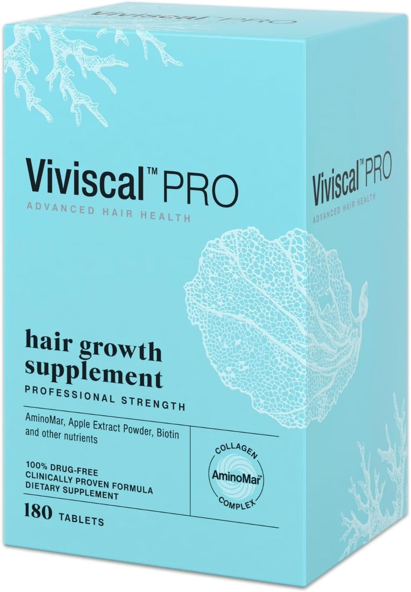 PRO Hair Growth Supplement for Men & Women Supports Thinning Hair, Promotes Thickness & Fullness with Marine Complex, Iron, Zinc & Vitamin C, 60 Tablets (Packaging May Vary) - 3 Months Supply