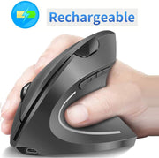 Microware Rechargeable 2.4ghz Wireless Vertical Ergonomic Mouse 800-1600 Dpi Optical Mouse 6 Buttons and Portable Office Gaming Cordless Mice with A USB Receiver for Pc Computer Laptop