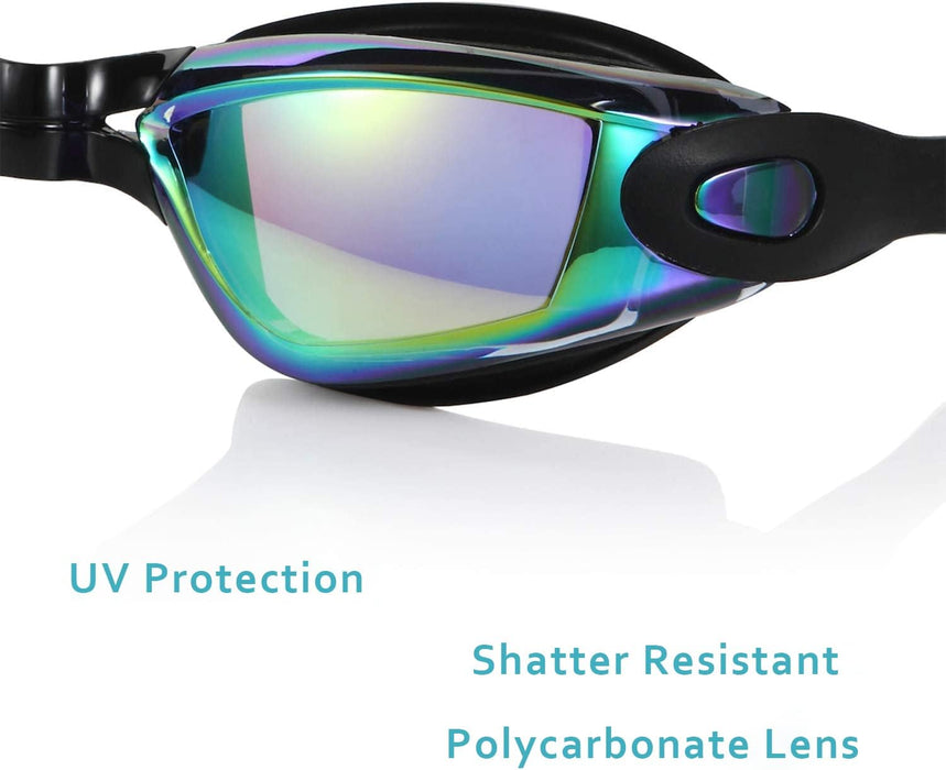 AMERTEER Swim Goggles - Anti-Fog UV Protection Swimming Goggles No Leaking Wide Clear Vision Swimming Goggles for Adult Men Women Youth