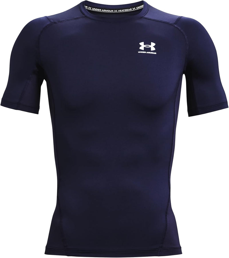 mens Heatgear Armour Short Sleeve Compression T-shirt (pack of 1) - Midnight Navy / / White