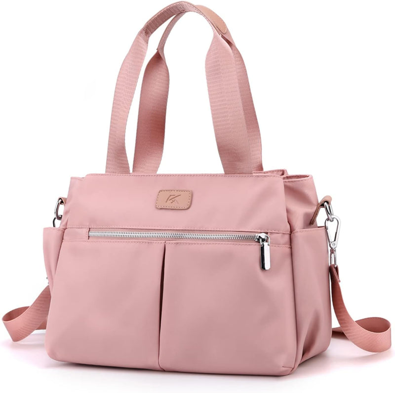 Hobo Handbags Light Nylon Crossbody Bag for Women, Multi Compartment Tote Purse Bags - pink-m