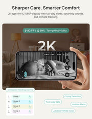 Dr.Care VistaView Smart WLAN Baby Monitor with Camera, 5 Inch 1080P HD, 2K Camera, App Control, Motion & Crying Alarm, Night Vision, 5000 mAh, Two-Way Audio, 390 m Range