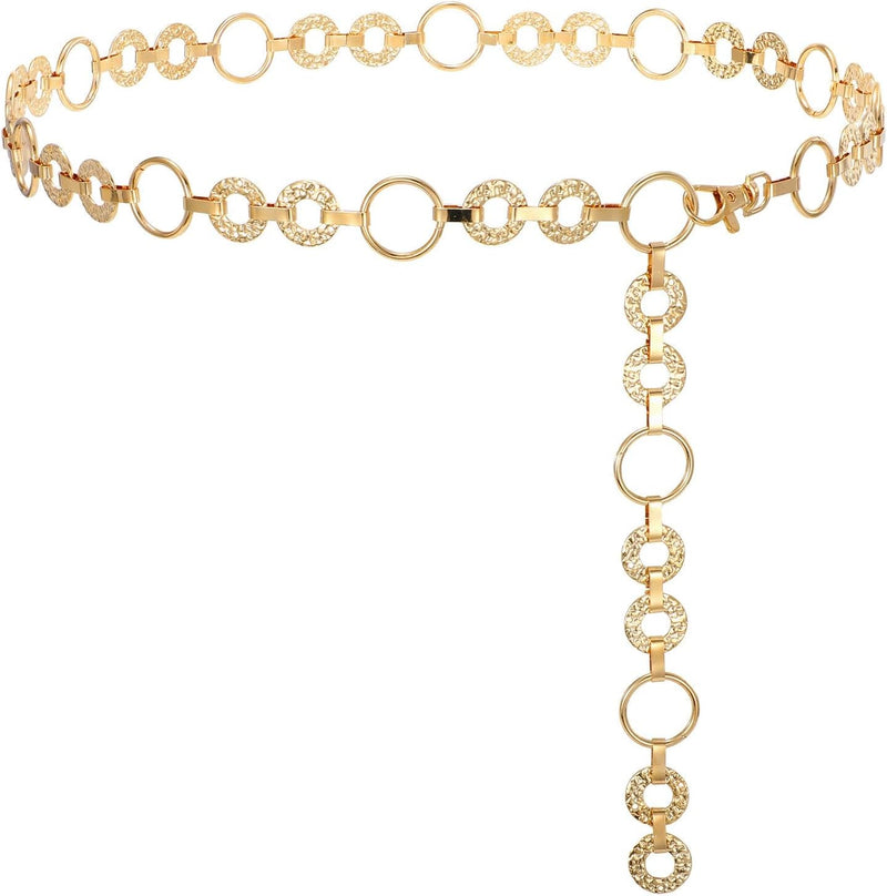 Adjustable Metal Waist Chain Belt for Women, Fashion Body Link Chain Accessory, Trendy Layered Waist Belt, for Jeans, Dresses, Parties, Boho Chic Style