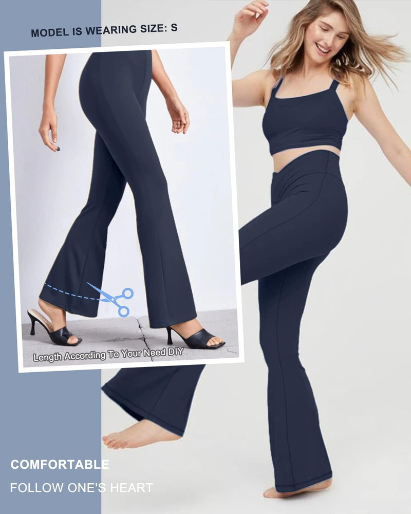 Aoliks Crossover Flare Leggings for Women,High Waisted Bootcut Yoga Pants Workout Bell Bottom Leggings