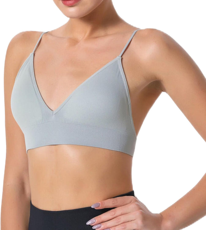 Dress Cici Women'S V Neck Triangle Strappy Sport Bra With Strappy Shoulder Strap