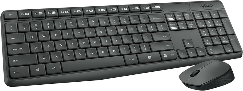 Logitech MK235 Wireless Keyboard And Mouse Combo, 2.4 Ghz, English/ Arabic, Black - English/Arabic Layout MK235
