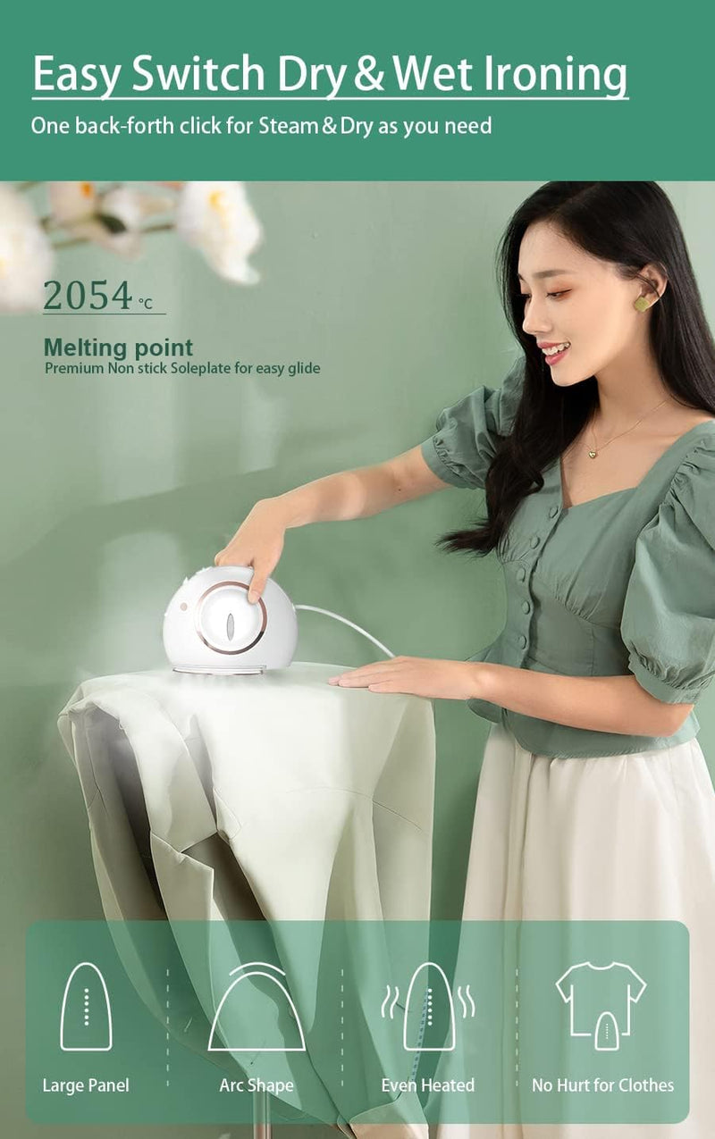 TERRIFI Mini Travel Steam Iron, Portable Mini Iron Steamer, 800W Strong Power Garment Steamer, Fast Heat-up Dryï¼†Wet, Perfect for Clothes Handheld Garment Steamer (White)
