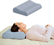 Cervical Neck Pillow Memory Foam for Neck Pain Relief Ergonomic Contoured Design for Spinal Alignment & Posture Ultra-Responsive Foam with Washable Cover Queen, White, 1 Pack - Grey Queen (Pack of 1)