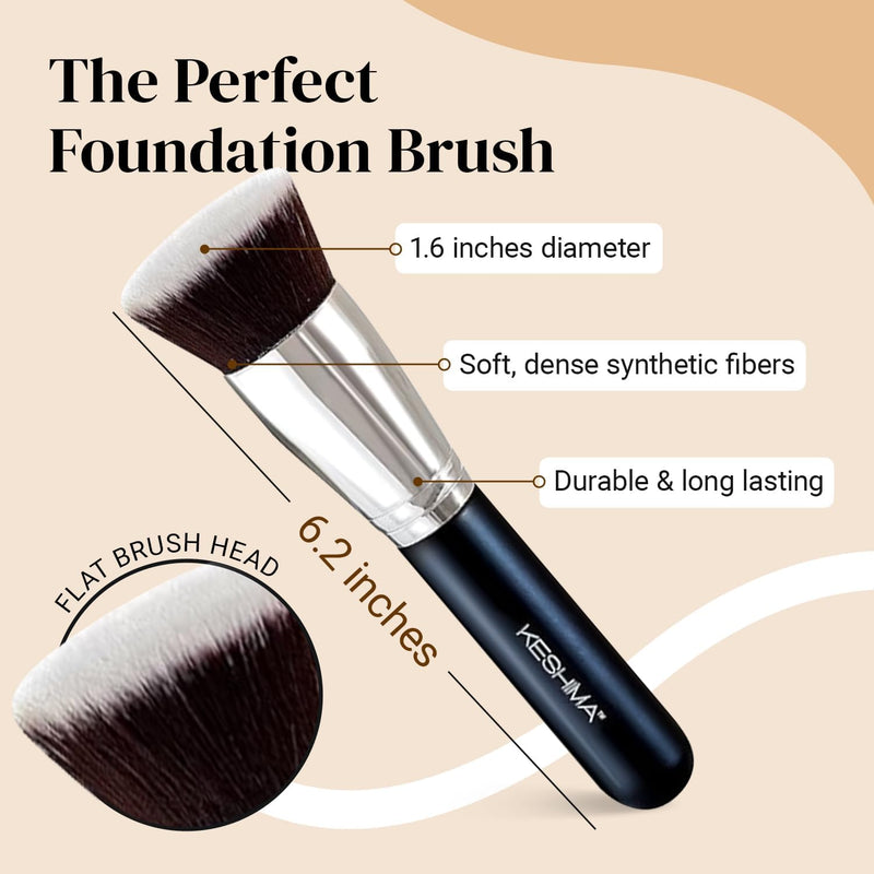 KESHIMA Flat Top Retractable Makeup Brush - Premium Retractable Kabuki Brush, Blush Brush, Foundation Brush for Liquid Makeup, Powder and Cream