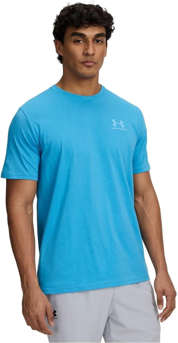Mens SPORTSTYLE LEFT CHEST SS T-shirt (pack of 1) - Ether Blue / / White