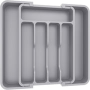 Silverware Drawer Organizer, Expandable Utensil Tray for Kitchen, BPA Free Flatware and Cutlery Holder, Adjustable Plastic Storage for Spoons Forks Knives, 8.9-14.7 x 12.2", Black - Grey 1