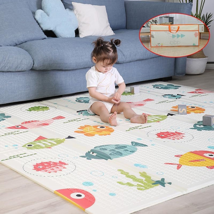 AM ANNA Baby Floor Play Mat, 0.6 in Thicker Reversible Foldable Baby Play Mat,Extra Large Play Mat for Baby Waterproof Non Toxic Anti-Slip Reversible Foam Playmat for Baby Toddlers Kids(79"x71")