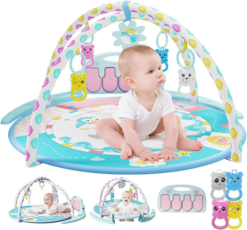 ECVV Baby Musical Gym & Crawling Mat Toy for Infants 3M+ Months with Height Ruler Color: Green