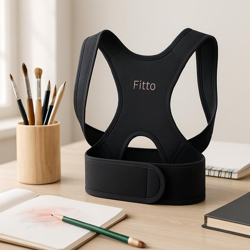 Fitto Adjustable Posture Corrector Back Support - Black