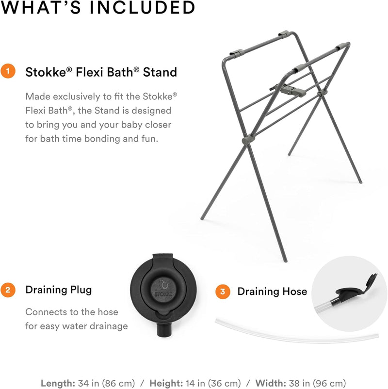 Stokke Flexi Bath Stand - Made to Fit Stokke Flexi Bath Foldable Baby Bath Tub - Lightweight & Easy to Store - Convenient, Comfortable & Safe - Best for Newborns Up to 10 kg/21 lbs - Grey - Accessories Stand for Stokke Flexi Bath