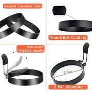 2 Pcs Egg Ring Set, 9 CM Nonstick Egg Mold, Practical Eggs Poacher for Frying Eggs, Pancakes, English Muffins and Breakfast Cooking