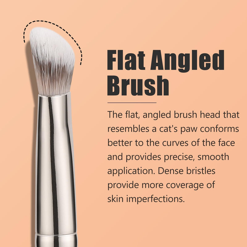 TEOYALL Flat Angled Brushes, Flawless Foundation Brush Under Eye Concealer Brush Bronzer Brush with Liquid Cream Powder