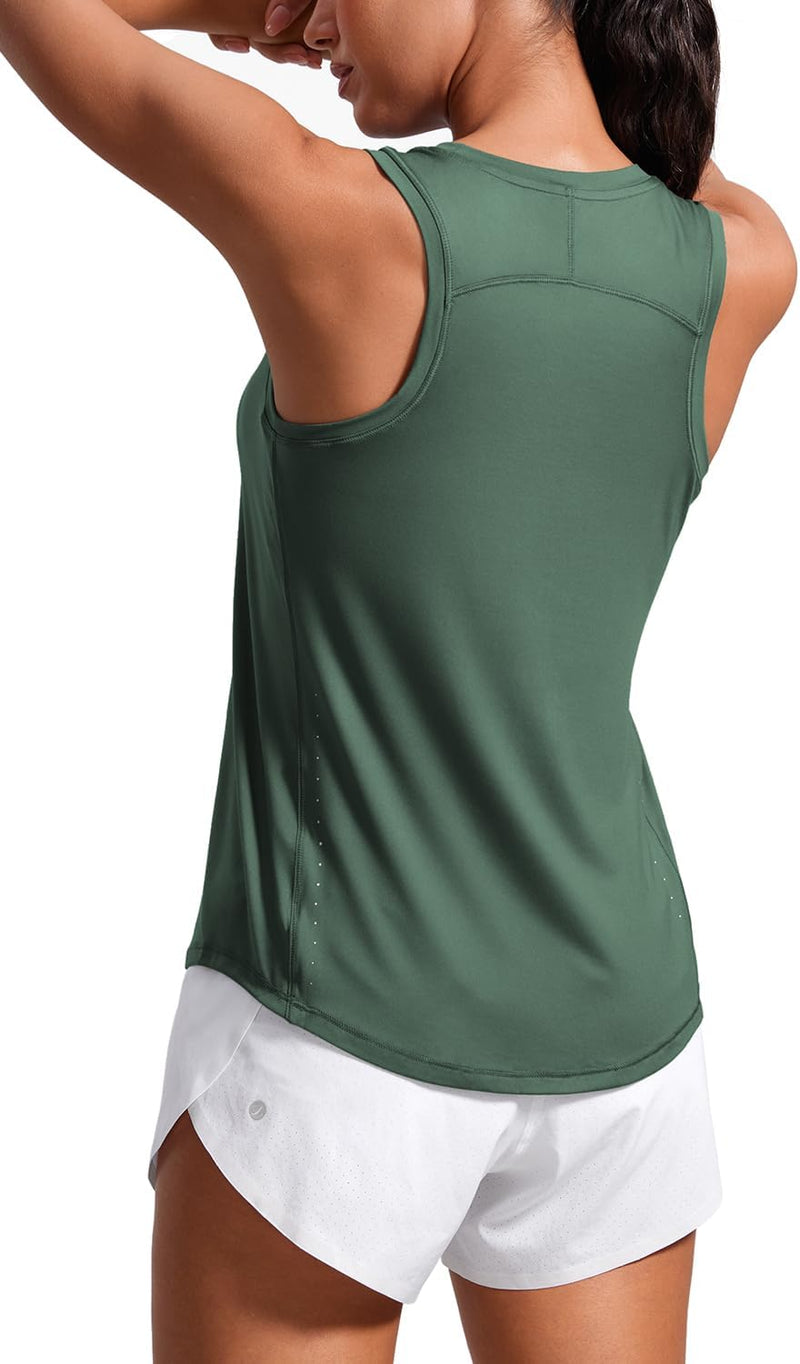 CRZ YOGA Lightweight Tank Top for Women Racerback Sleeveless Workout Tops High Neck Athletic Running Shirts