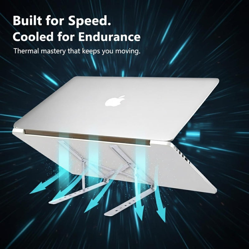 Adjustable Laptop Stand, Portable Aluminium Laptop Riser Laptop Holder for Desk, Foldable Ventilated Cooling Computer Support Stand for Apple MacBook Pro/Air, HP, Sony, Dell