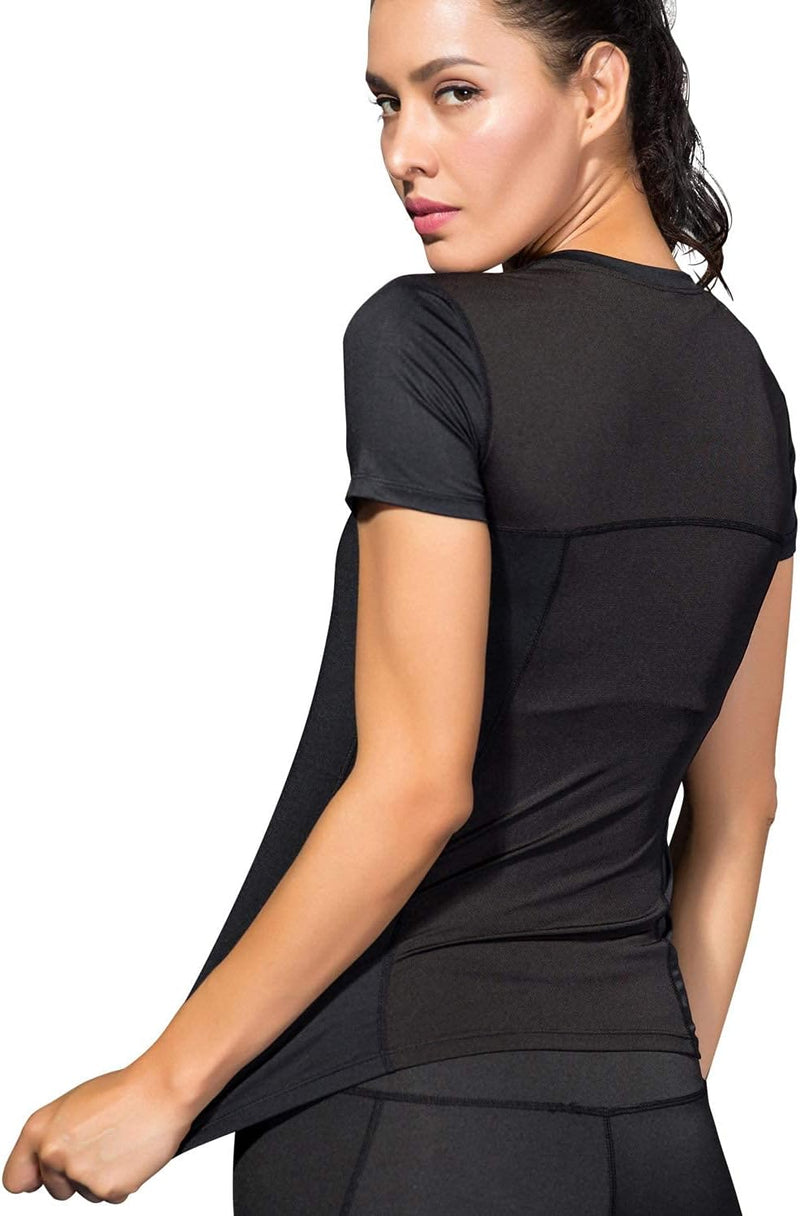 Women Workout Shirt Dry Fit Short Sleeve Sport Compression Tops Moisture Wicking Athletic T-Shirts
