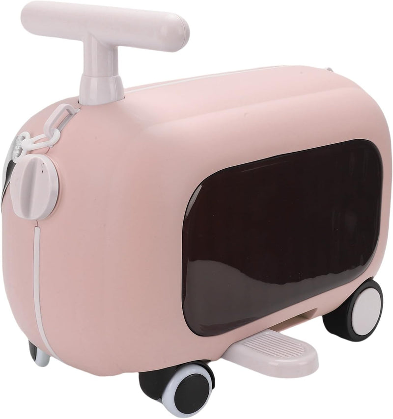 Kids Ride On Luggage, Multi Functional Toddler Suitcase with Wheels and 90 Degree Folding Pedals, Large Capacity Carry On Trolley for Boys Girls Travel (Pink) - Pink