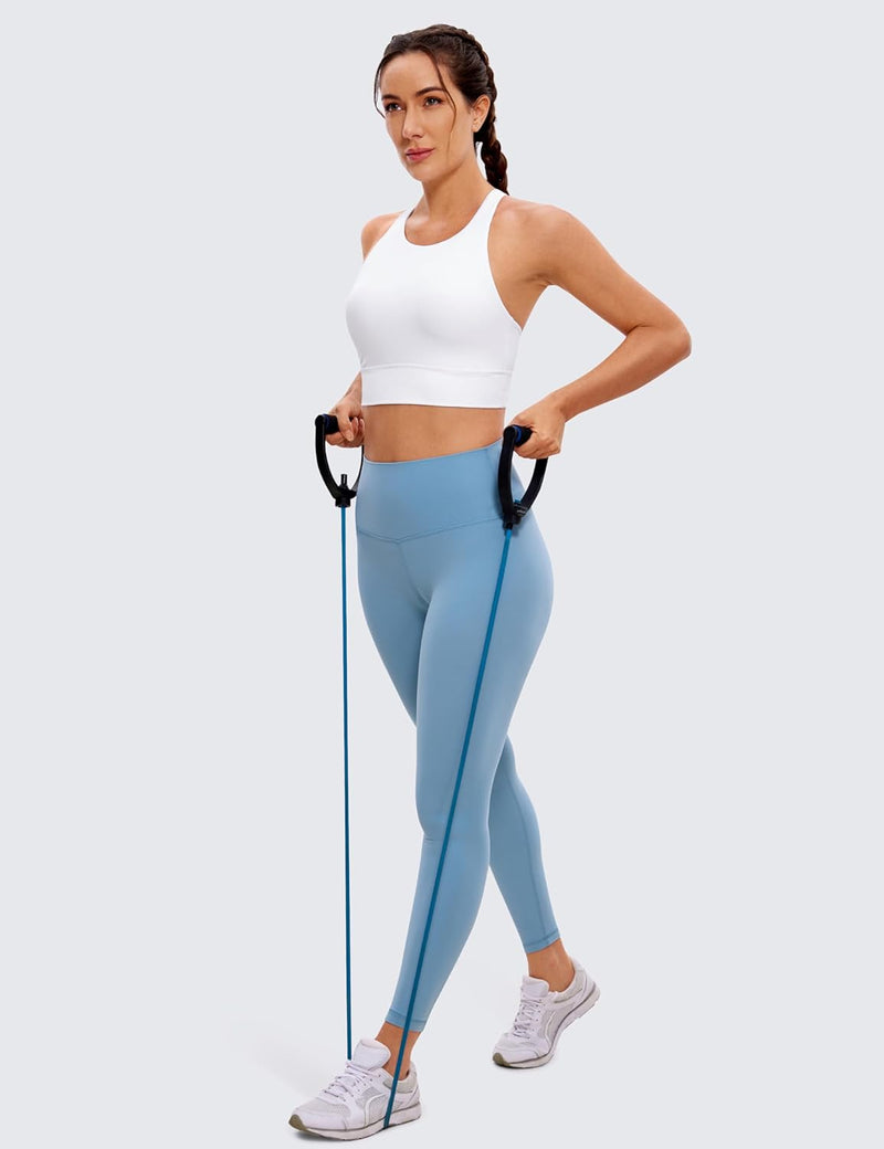 CRZ YOGA Womens Butterluxe Strappy High Neck Longline Sports Bra - Padded Criss Cross Back Workout Sports Bras Crop Tank Top