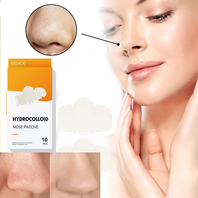 Nose Strip, Pimple Patche, Nose Sticker, Mighty Patch, Zits Strip, Hydrocolloid Patche, for Nose Pore, Zit, and Oil, Dermatologist, Approved Overnight Pore Strips to Absorb Acne Nose Gunk (10 Pcs)