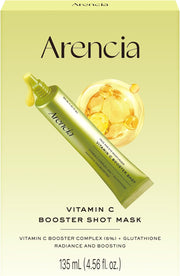 Vitamin C Booster Sheet Mask, Hydrating Face Mask with Glutathione & Niacinamide, Supports Even-Looking Skin Tone & Smooth Texture, 5 Sheets