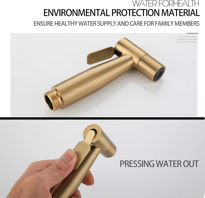 LOSCHEN LOSCHEN Stainless Steel Bidet Sprayer kit for Toilet,Hand Held Sprayer Shattaf Toilet Attachment for Pet Bath/Personal Hygiene/Bathroom/Closestool,Easy to Install(Gold)