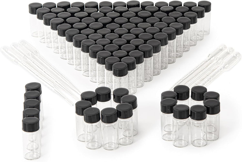 5ml Clear Small Glass Vials 100pcs with Screw Caps(100pcs)