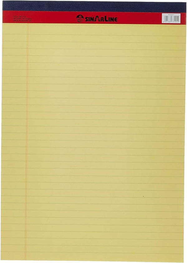 MARKQ Writing Pad 50 Sheets Single line Legal Notepad, A4 Notebook Sheets for School, College, Office Supplies (Yellow) - Yellow