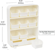 Mind Reader "Baggy" Tea Bag Holder And Condiment Organizer, White 4.33" L X 10.24" W X 13.11" H Tborg-Wht. - white