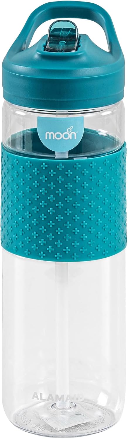 WrinkleFree 700ml Sipper Bottles with silicone sleeve for Kids - Portable for Indoor/Outdoor Activities - SpillProof & Break Resistant - BPAFree- Idea for Children - Blue