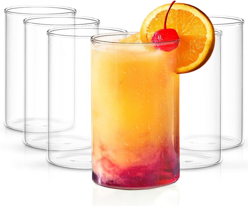 Borosil Vision Transparent Water Glass/Cold Drink Tumbler/ Beer Glass/Juice Glass Set of 6 Pcs (295 ML each) Flame Proof Glasses, Microwave & Dishwasher Safe