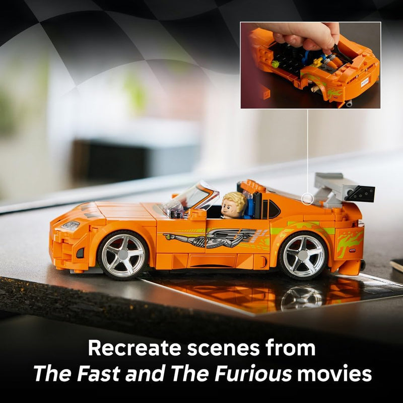 Speed Champions The Fast and The Furious Toyota Supra MK4 Car Toy - Model Kit w/Bryan O'Conner Minifigure - STEM Gift for 10+ Year Old Boys & Teenage Movie Fans - 77260