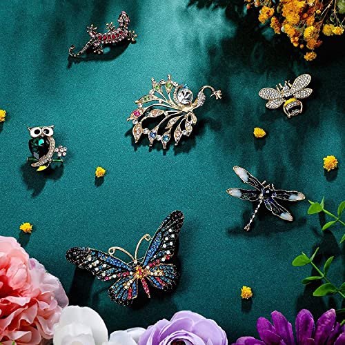 Women Brooch Set, 7 Pcs Crystal Brooch Antique Cute Animal Shape Colorful Rhinestone Pins Costume Gifts, Retro Brooches for Cloth Scarf and Hat, Stylish Elegant Brooch Pin for Women Men Party Wedding