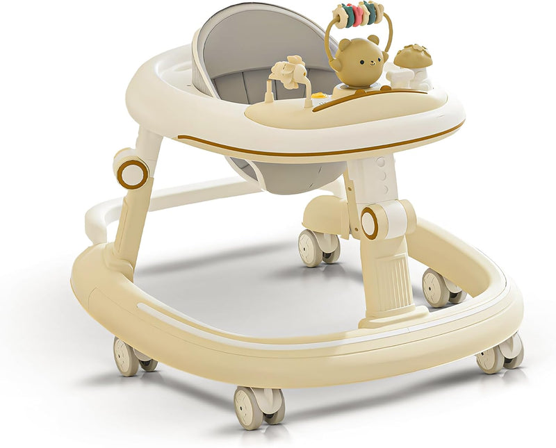 Baybee Petalia 2 in 1 Baby Walker for Kids, Round Kids Walker with 5 Position Adjustable Height | Activity Walker for Baby with Musical Bar, Toddler Activity Walkers for Babies 6-18 Months (Pink)