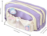 X spring Kawaii Pencil Case, Large Capacity Aesthetic Stationery Organizer, Durable Zipper Pouch for School Supplies, Cute Desk Storage Bag for Students, Teens and Artists at Home Office