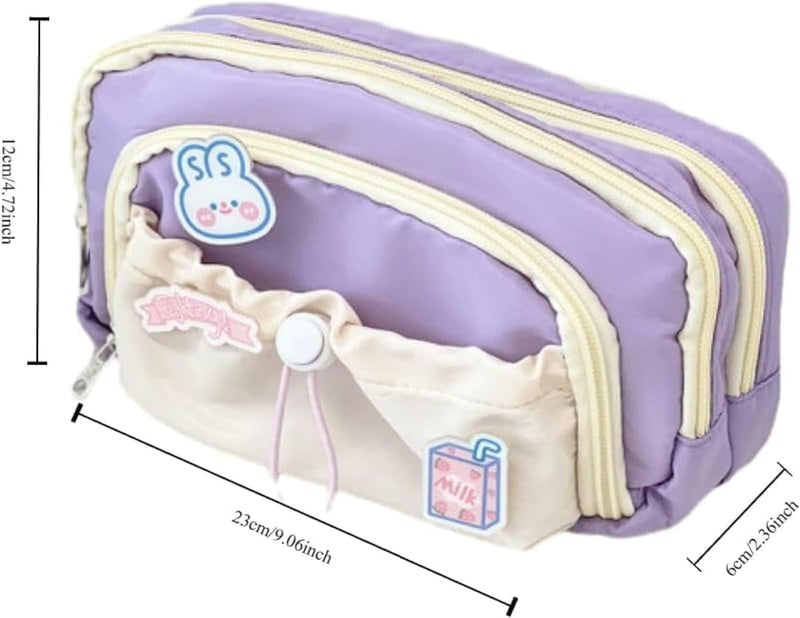 X spring Kawaii Pencil Case, Large Capacity Aesthetic Stationery Organizer, Durable Zipper Pouch for School Supplies, Cute Desk Storage Bag for Students, Teens and Artists at Home Office