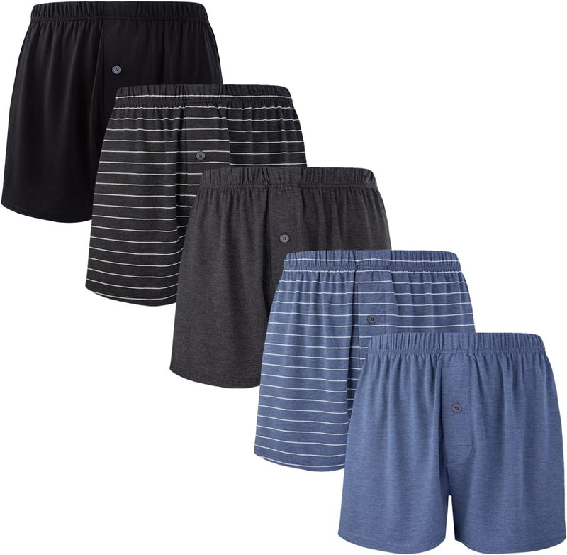 BAMBOO COOL Mens Boxers Short Classic Fit Soft Casual Underwear Loose Comfortable Breathable Boxer Shorts for Men 3 Pack