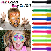 12 Colors Face Paint Crayons for Kids, Face & Body Paint Sticks, Halloween and Party Makeup, Non-Toxic Washable Face Painting, Water Based Twist up Face Painting Crayons