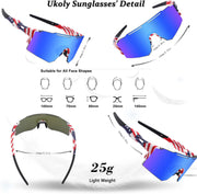 Ukoly Cycling Sunglasses for Men Women with 3 Interchangeable Lenses, Polarized Sports Sunglasses, Baseball Sunglasses