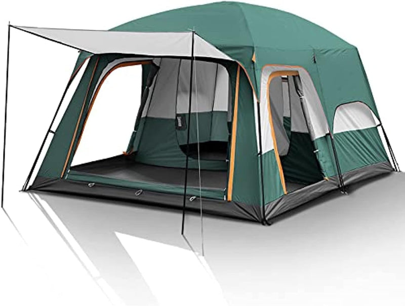 Tobys New double layer outdoor camping tent A bedrooms and A living room family cabin - S Green