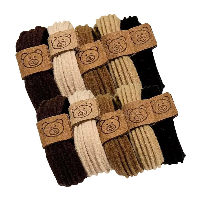 10 Pcs High Elastic Hair Ties Seamless Ponytail Hairbands Hair Bands Durable Hair Accessories for High Ponytail, Bun, Workout (Striped Bear)